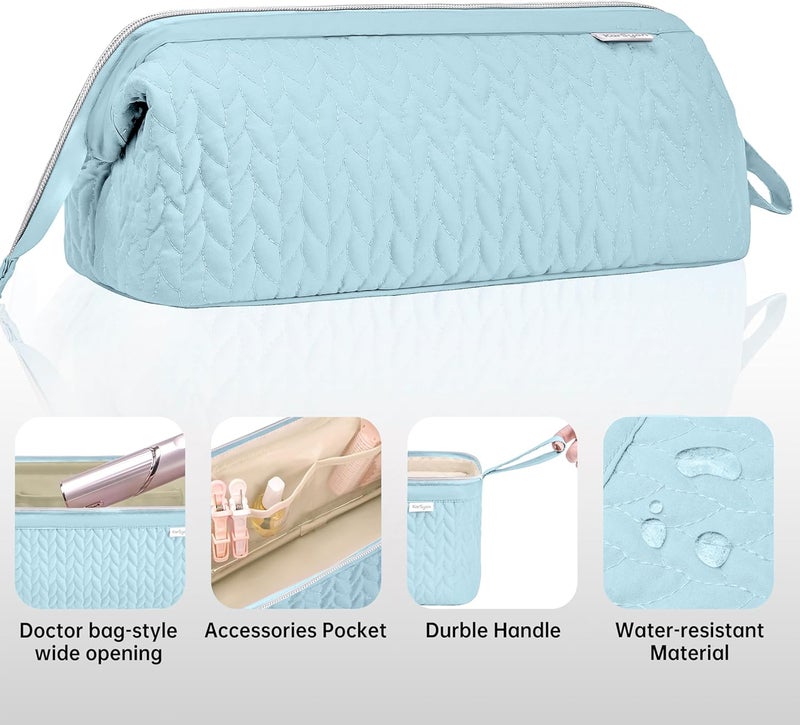 KarSyon Shark Flex Style Case for Airwrap Hair Dryer Brush Revlon Hair Tools Travel Bag Carrying Case Flat Curling Iron Organizer (Light Blue) - Image 5